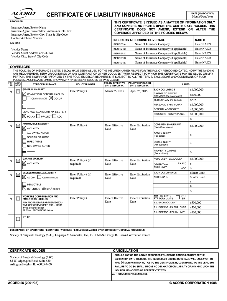 Sample Coi Form